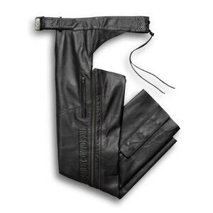 Authentic Harley Davidson Men’s Black Ultra Deluxe Chaps Medium EUC​​​​​​​​​​